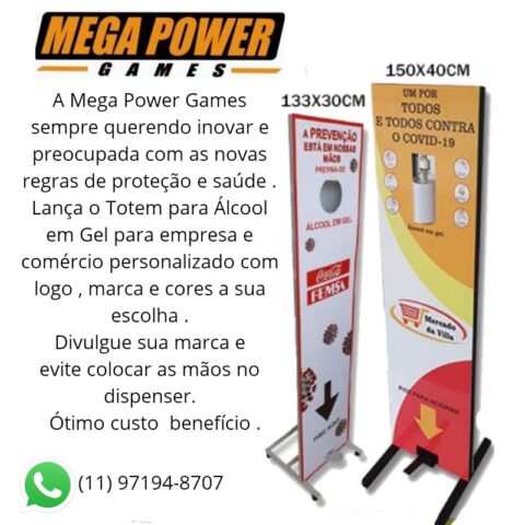 Totem de álcool gel personalizado para higienização combate do COVID-19